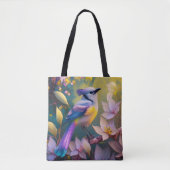 Tote Bag Oiseau à poitrine jaune violet (Devant)