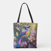 Tote Bag Oiseau à poitrine jaune violet (Dos)