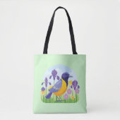 Tote Bag Oiseau cool en Fleurs d'Iris (Devant)