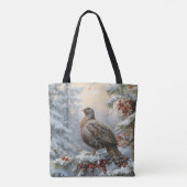 Tote Bag Oiseau dans le paysage neigeux (Dos)