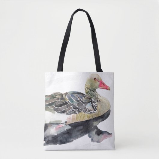 Tote Bag Oiseau d'aquarelle d'aspiration de main, canard (Devant)