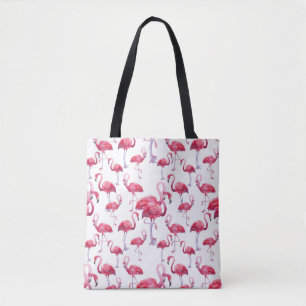 Tote Bag Oiseau d'aquarelle de Flamant rose exotique