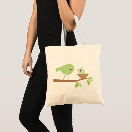 Tote Bag Oiseau de bébé vert (Devant (produit))