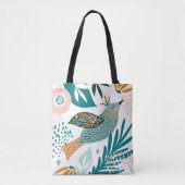 Tote Bag Oiseau de Bohème avec les motifs botaniques (Devant)