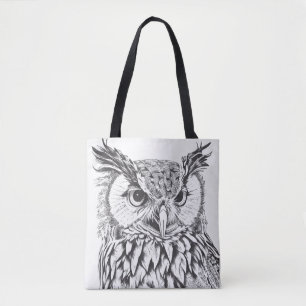 Tote Bag Oiseau de Chouette Nature sauvage Illustration d'u