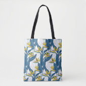 Tote Bag Oiseau de fleurs de paradis sur blanc (Devant)