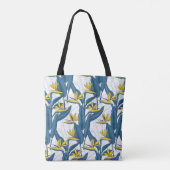 Tote Bag Oiseau de fleurs de paradis sur blanc (Dos)