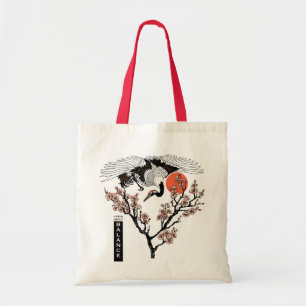 Tote Bag Oiseau de grue japonais et poisson de carpe koi