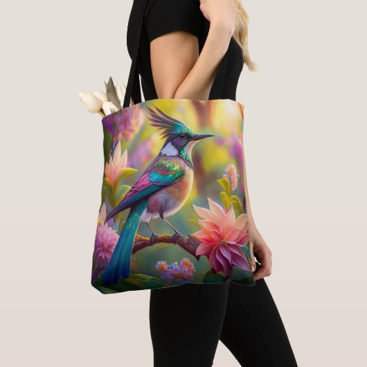 Tote Bag Oiseau de Jay Imaginaire vert (De près)