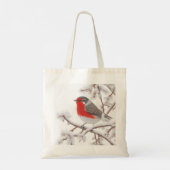 Tote Bag Oiseau de Robin Rouge en neige (Dos)