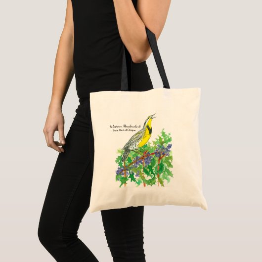 Tote Bag Oiseau des fleurs de l'Oregon de Meadowlark occide (Devant (produit))