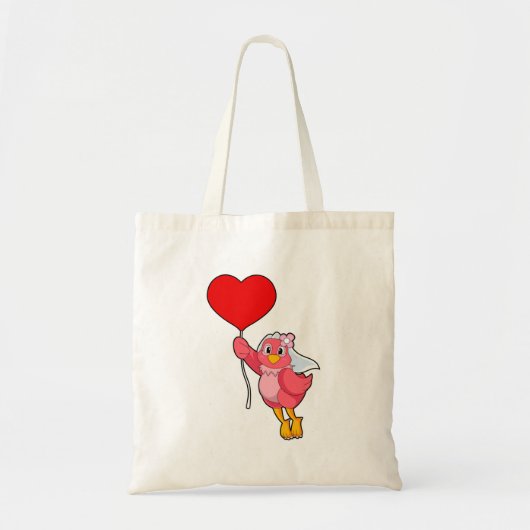 Tote Bag Oiseau en mariée avec Voile et Balloon Coeur (Devant)