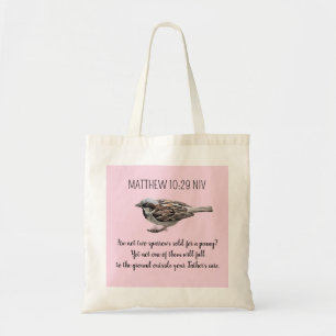 Tote Bag Oiseau Épervier Vos Cares Bible Verse Rose