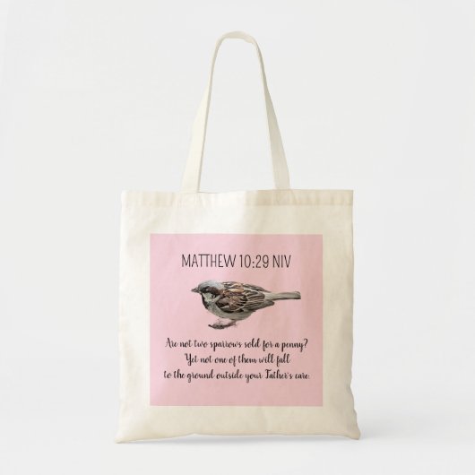 Tote Bag Oiseau Épervier Vos Cares Bible Verse Rose (Devant)