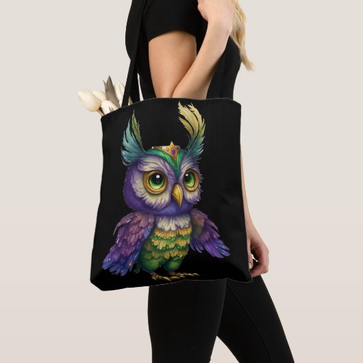 TOTE BAG OISEAU MARDI GRAS OWL (De près)
