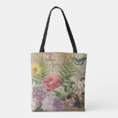 Tote Bag Oiseau Nid Floral Jardin Fleur Papillon Art (Dos)