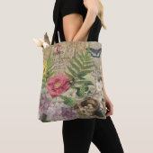Tote Bag Oiseau Nid Floral Jardin Fleur Papillon Art (De près)