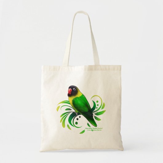 Tote Bag Oiseau noir vert masqué (Devant)