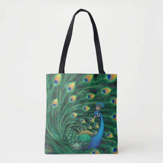 Tote Bag Oiseau Paon Bleu (Devant)