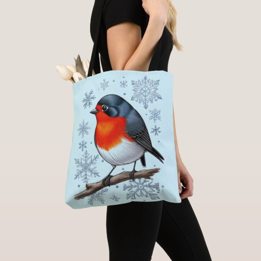 Tote Bag Oiseau rouge mignon (De près)