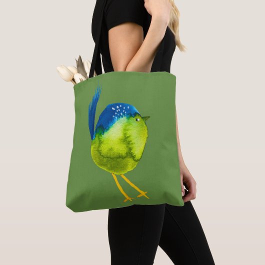 Tote Bag Oiseau vert mignon (De près)