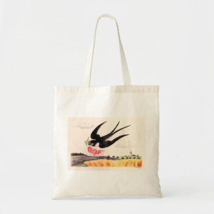 Tote Bag Oiseau Volant Avec Fleurs