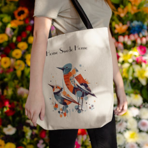 Tote Bag Oiseaux Abstraits scandinaves, personnalisables