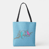 Tote Bag Oiseaux appliqués sur une branche, Sky Blue Multi (Dos)