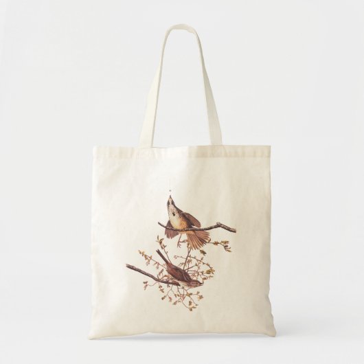Tote Bag Oiseaux Audubon à long Bruant avec Araignée minusc (Devant)