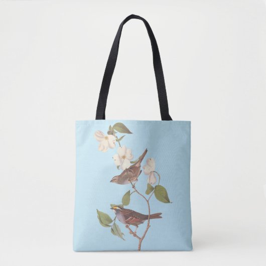 Tote Bag Oiseaux Audubons à Bruant à Throses Blanches avec  (Devant)