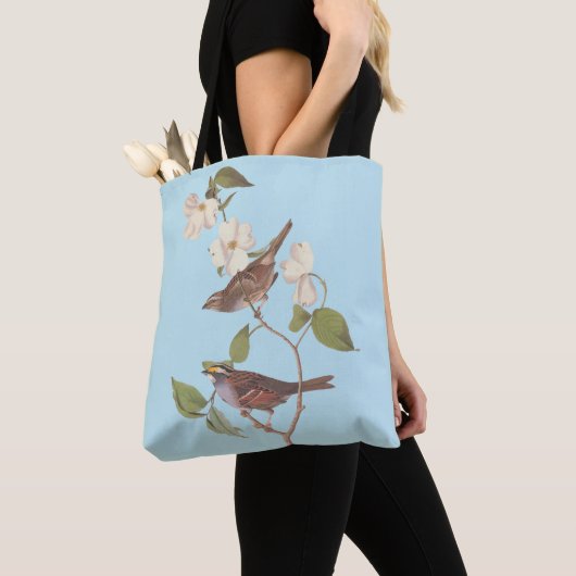 Tote Bag Oiseaux Audubons à Bruant à Throses Blanches avec (De près)