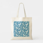 Tote Bag Oiseaux bleu et blanc motif (Dos)