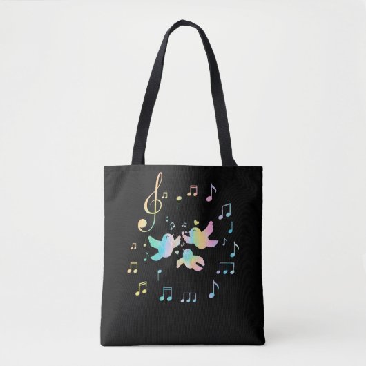Tote Bag Oiseaux colorés Femmes Filles mignonnes Notes musi (Devant)