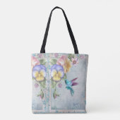 Tote Bag Oiseaux de brousse et fleurs violettes (Dos)
