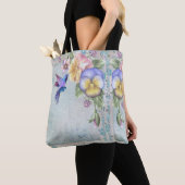 Tote Bag Oiseaux de brousse et fleurs violettes (De près)