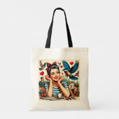 Tote Bag Oiseaux de l'amour rétro (Dos)
