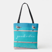 Tote Bag Oiseaux de mer Turquoise Océan Photo Good Vibes (Dos)