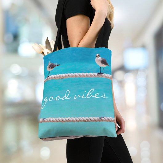 Tote Bag Oiseaux de mer Turquoise Océan Photo Good Vibes