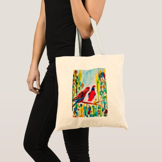 Tote Bag Oiseaux de Rosella dans l'art de l'aquarelle des a (Devant (produit))
