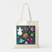 Tote Bag Oiseaux d'hiver Jouer dans la neige avec Snowman (Dos)