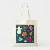 Tote Bag Oiseaux d'hiver Jouer dans la neige avec Snowman (Devant)