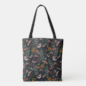 Tote Bag Oiseaux du jardin foncé et papillons (Dos)