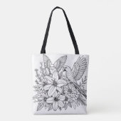 Tote Bag Oiseaux Et Fleurs Attendent De Colorer (Dos)