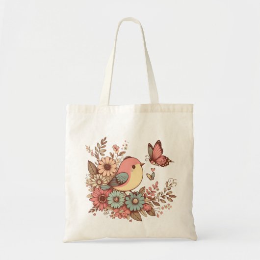 Tote Bag Oiseaux et papillons (Devant)