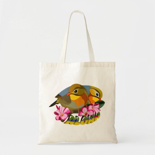 TOTE BAG OISEAUX LEIOTHRIX À BILLE ROUGE—ALOHA (Devant)