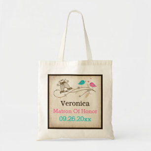 Tote Bag Oiseaux lunaires en Amour Mariage Attendant Fourre