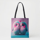 Tote Bag Oiseaux mignons Amour Coeurs Saint Valentin (Devant)