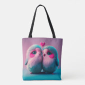 Tote Bag Oiseaux mignons Amour Coeurs Saint Valentin (Dos)