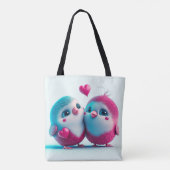 Tote Bag Oiseaux mignons Amour Coeurs Saint Valentin (Dos)
