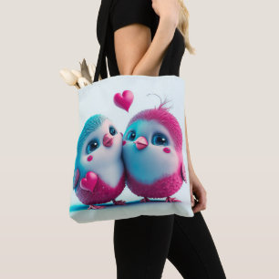 Tote Bag Oiseaux mignons Amour Coeurs Saint Valentin